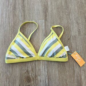 Womens Kona Sol NWT Yellow/Green Stripe Bikini Top - S